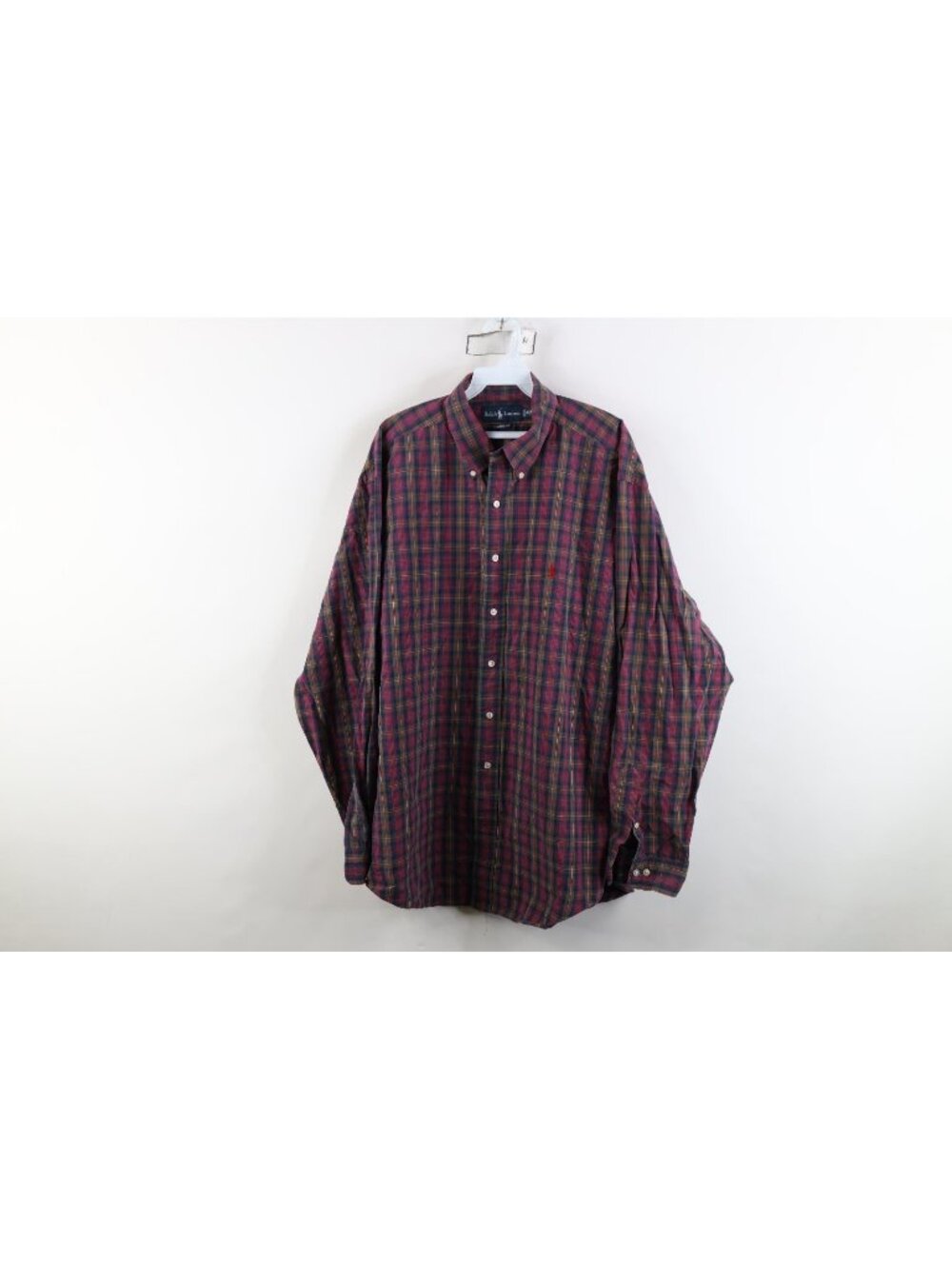 Vintage 90s Ralph Lauren Mens 18 2XL Faded Collared Button Down Shirt Plaid